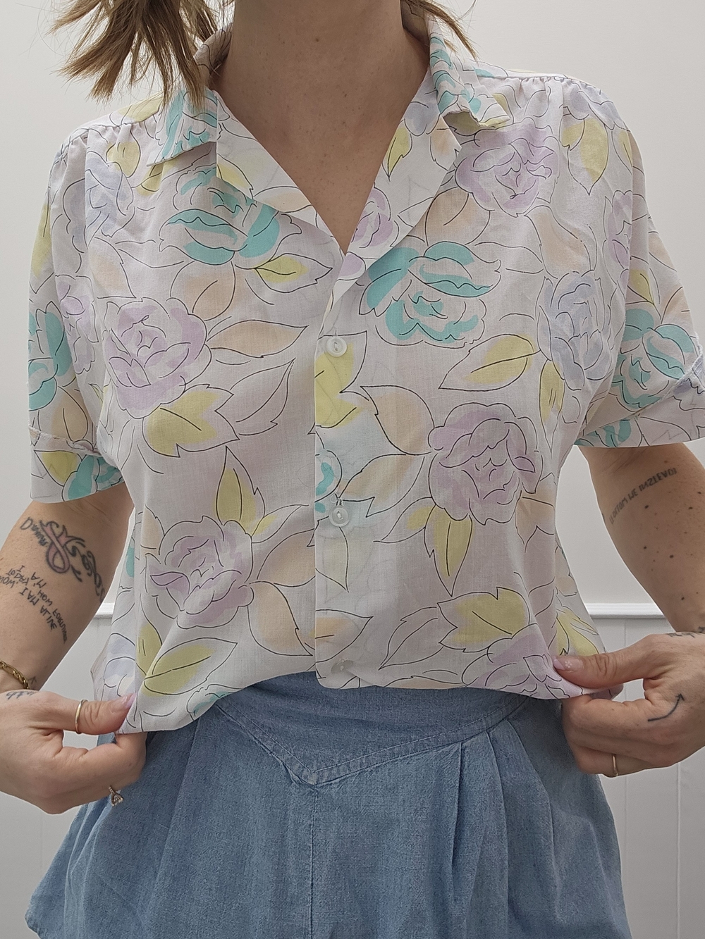 Vintage Pastel Floral Button-up Shirt